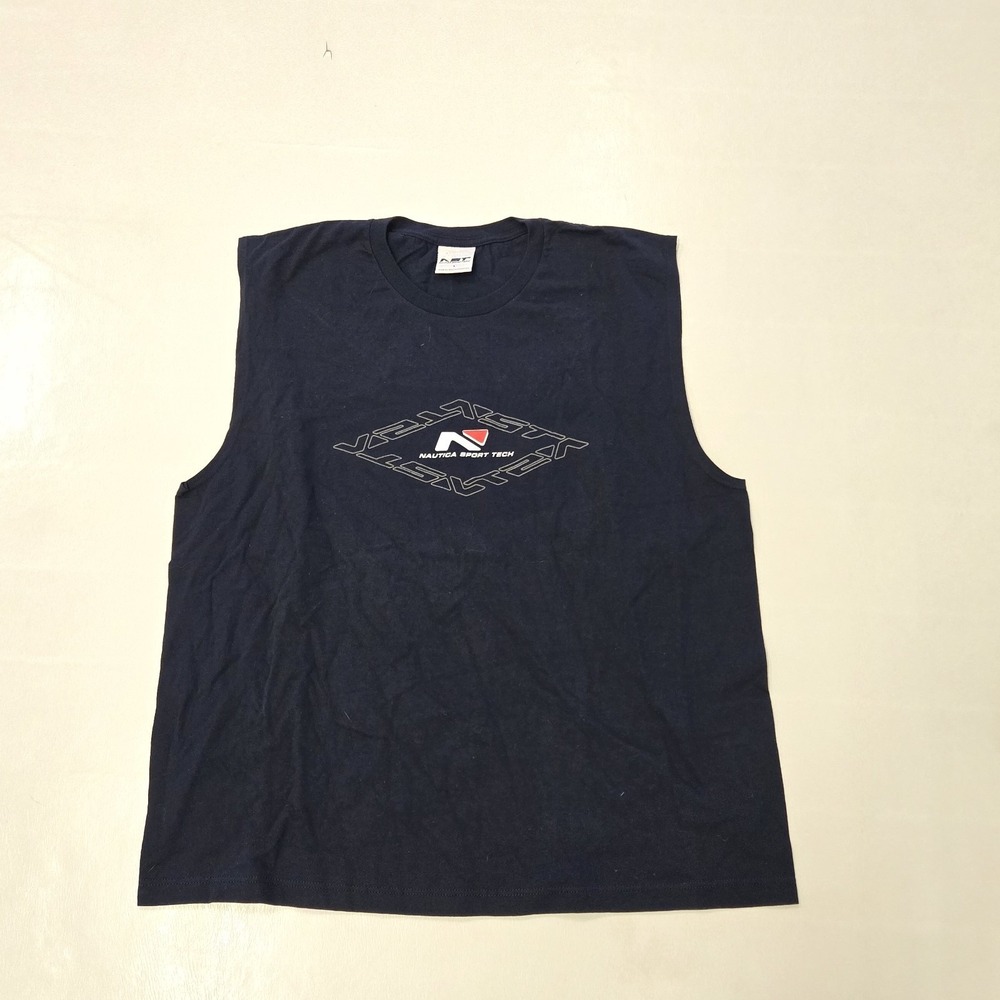 Vintage NAUTICA Sleeveless Shirt Tank Top Mens Large Y2K 90s Hip Hop Made In USA